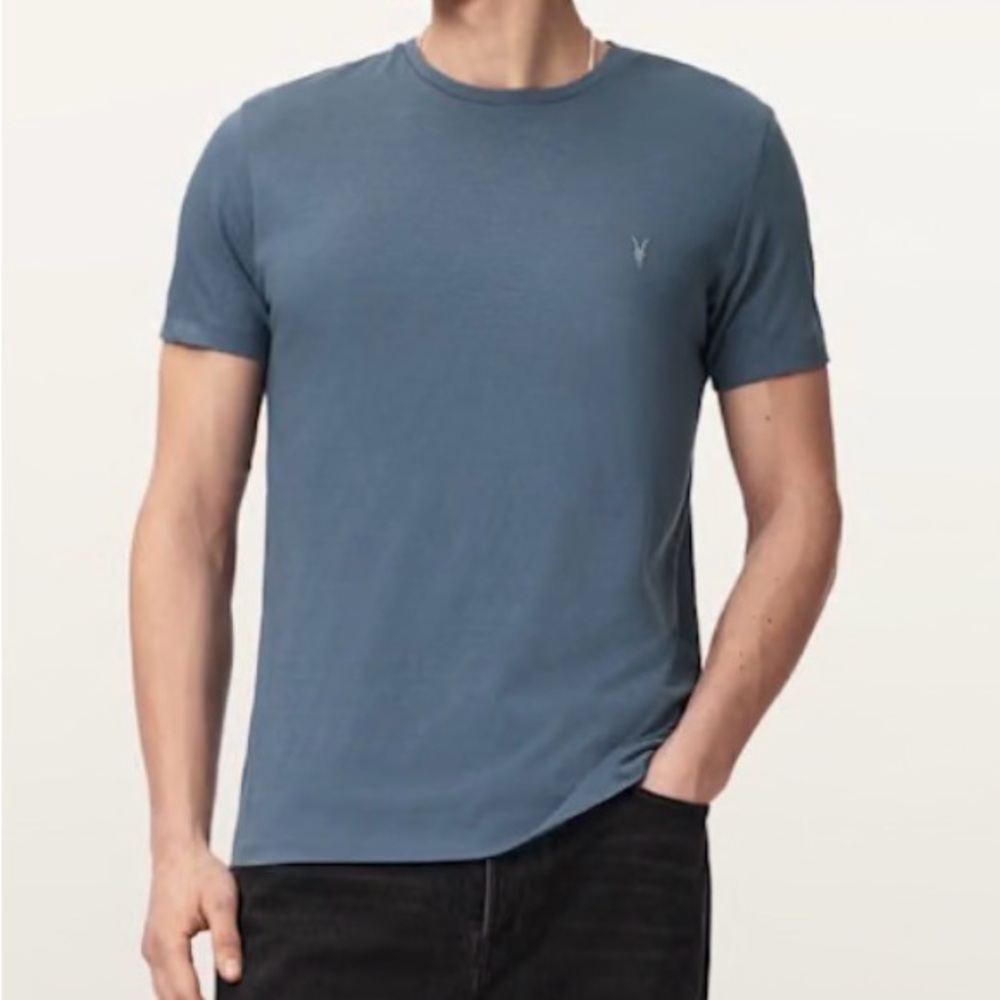 AllSaints Men's Tonic Crew Neck Short Sleeve T-Shirt Size Medium Waved Blue